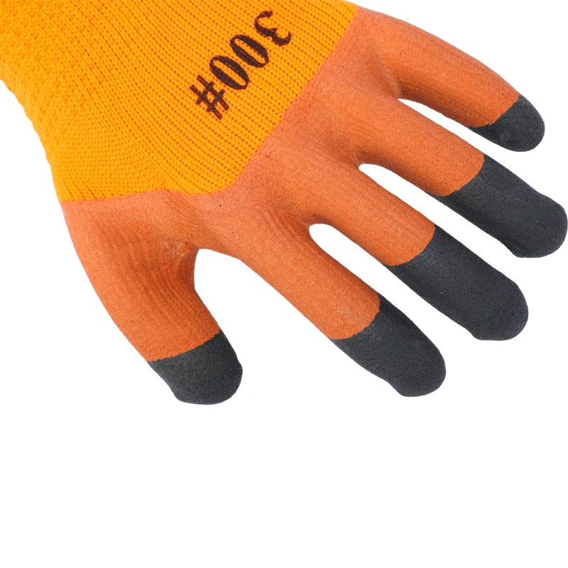 High quality 7 gauge looped pile linner foam half coated gloves,fingers strengthen