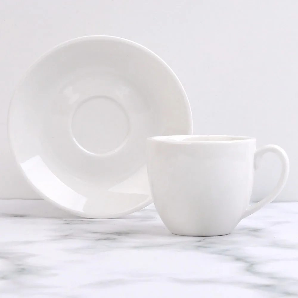 3,5 унций, однотонная белая керамическая фарфоровая чашка для кофе эспрессо с блюдцем