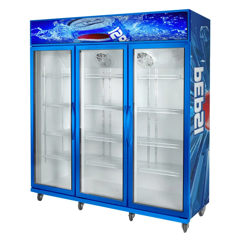 Commercial Service Equipment Beer Standing Display Freezer Single/Double Glass Doors Beverage Chiller Showcase