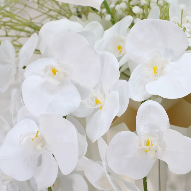 White Rose Orchid Gypsophila Artificial Flower Ball  Floral Arrangement Wedding Party Backdrop Decor Scene Layout Props