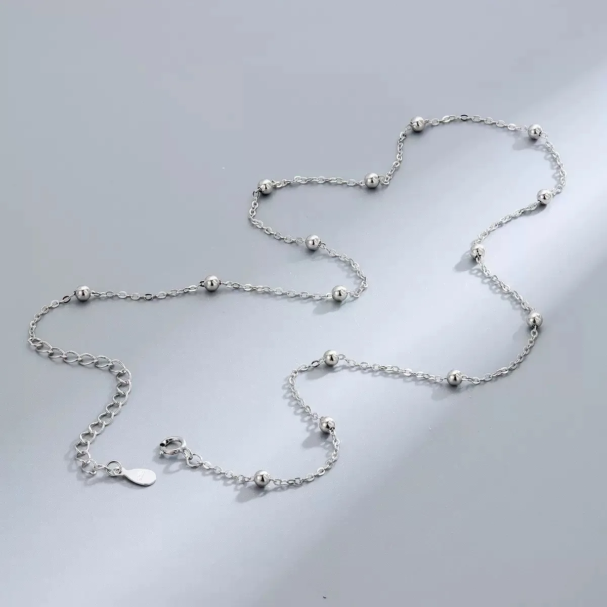 S925 sterling silver sample rose gold plated 3mm beads choker necklace wholesale