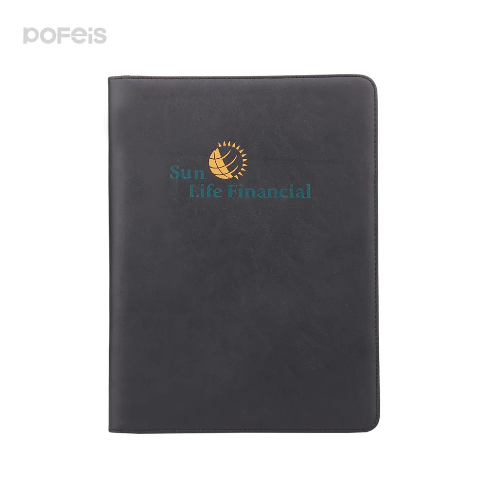 Wholesale Size Logo Pu Leather Presentation Custom A4 File Folder With 4 Pocket