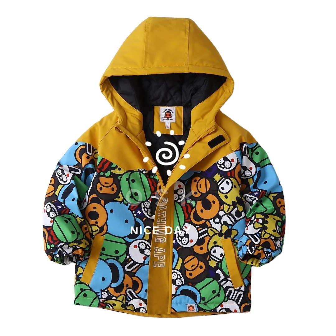 popular printed children jacket keep warm kids boys cotton padded coats