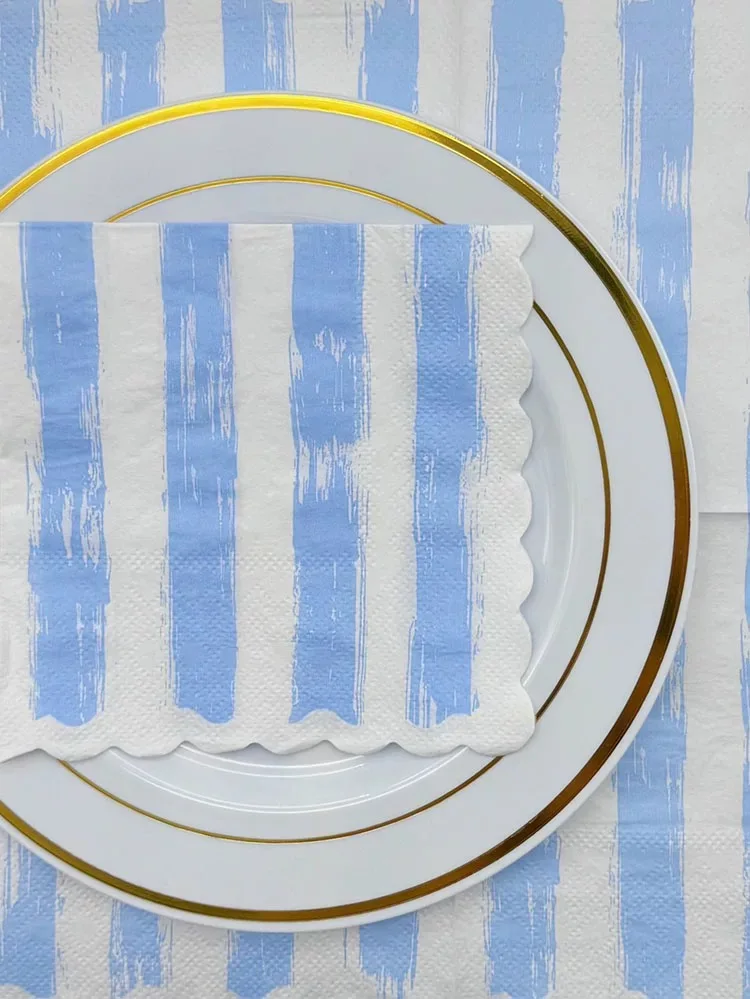 Striped colored napkins shaped lace wedding birthday party tissue Restaurant takeout napkins 25cm