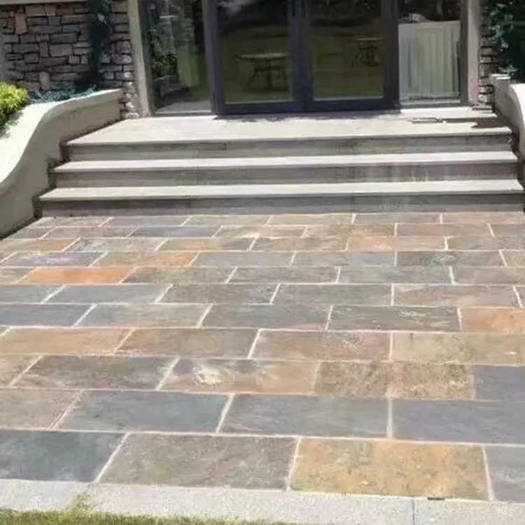 Villa Courtyard Floor Tiles Rust Blue Natural Antique Cultural Stone for Outdoor Terrace Non-Slip Bathroom Hotel Applications