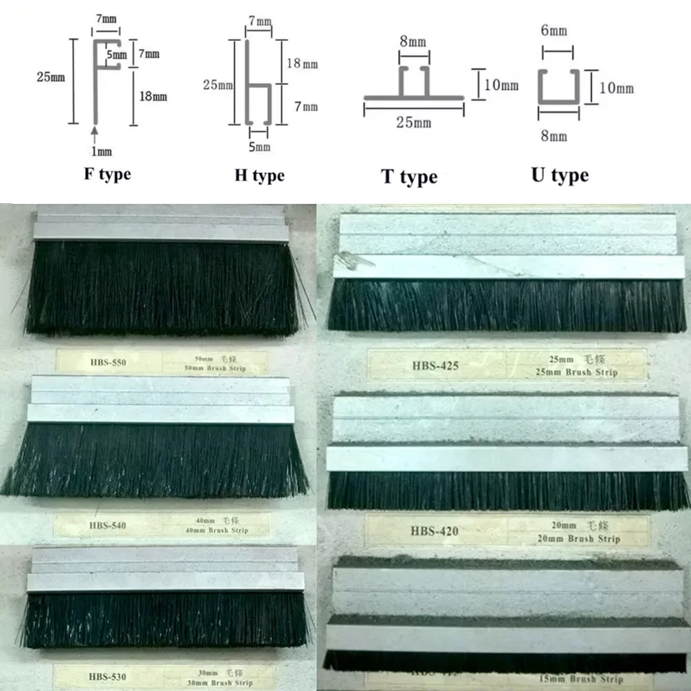 Customized aluminum nylon h l f type window frame door channel sealing cleaning dust-proof weather strip brush