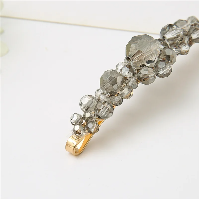 Hot selling fashion simple classic flower hair clip crystal and metal barrette hair clip for girls