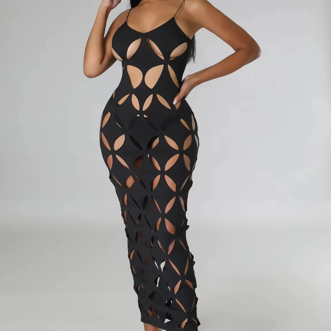 Outfits Cami Maxi Women Casual Party Club Hollow Out Backless Long Sleeve Dress Women