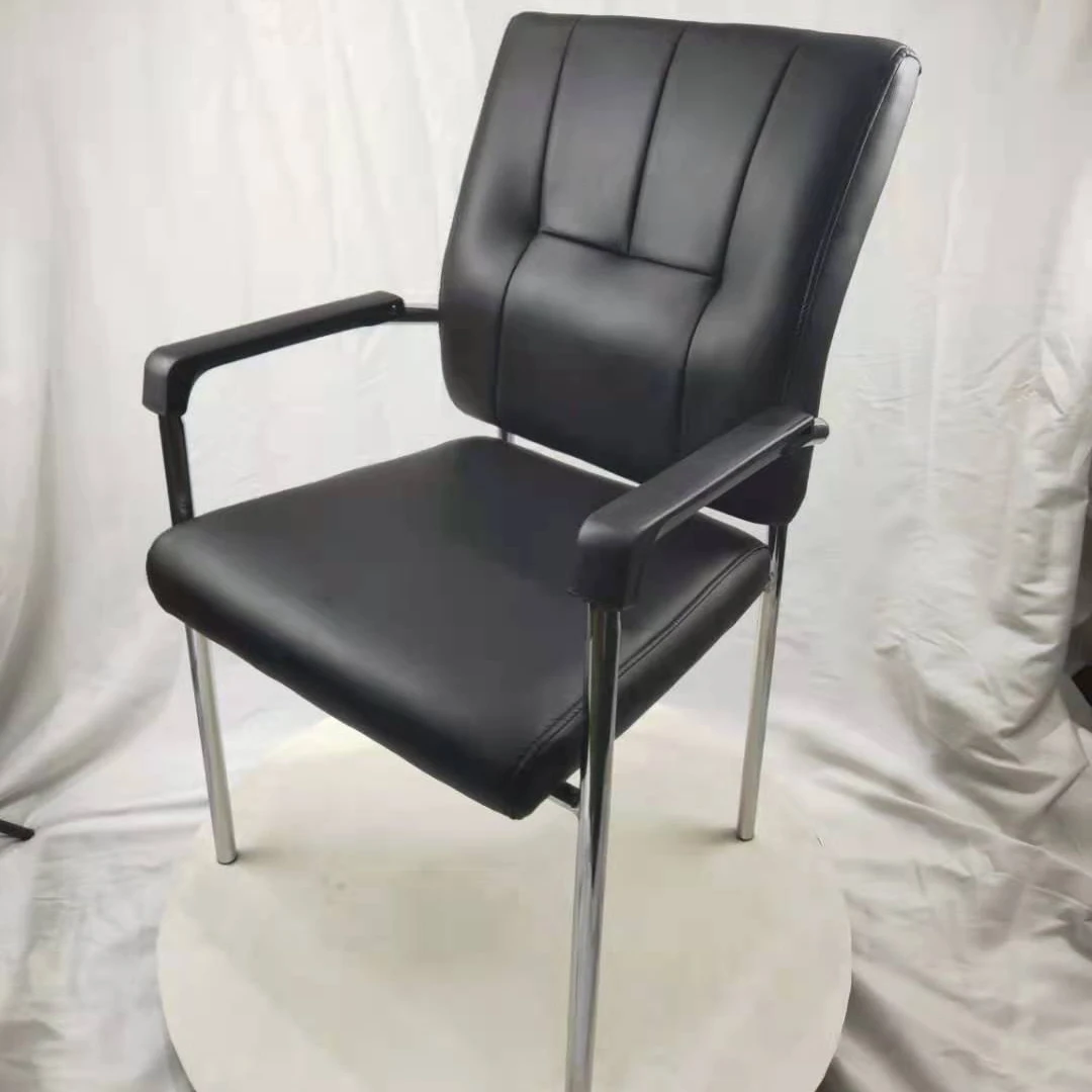 Cheap Black PU leather Visitor Office Guest Chair Conference room chair with armrest Comfortable Executive Chair for sale