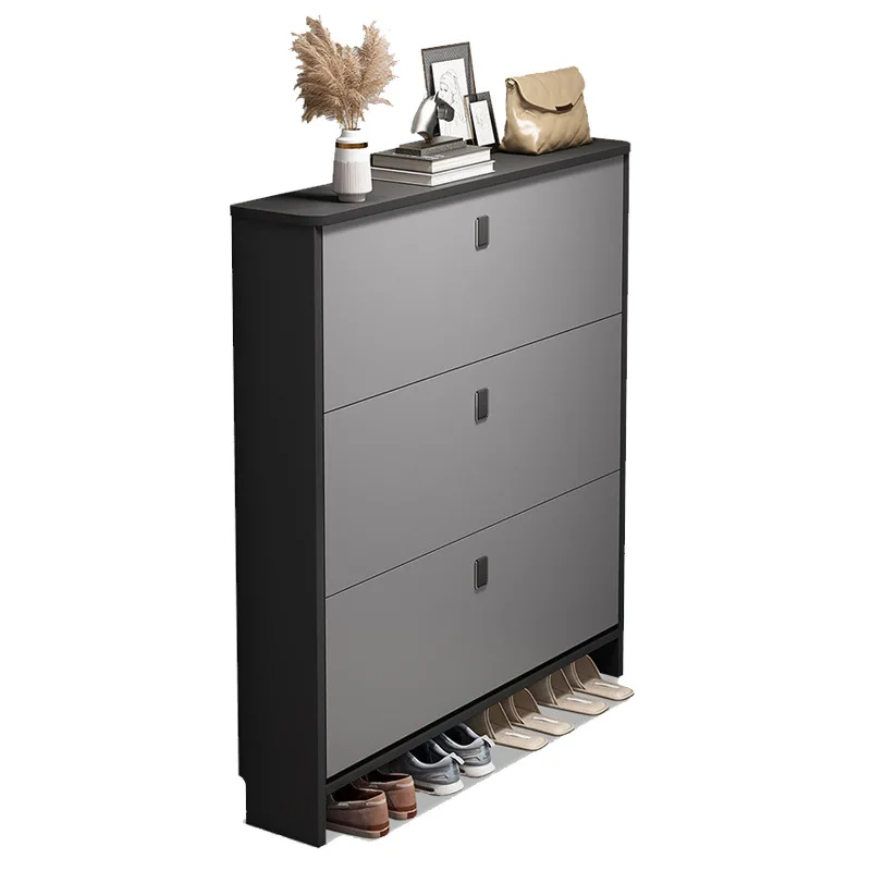 Luxury modern wooden shoe rack cabinet double-deck dump shoe storage cabinet