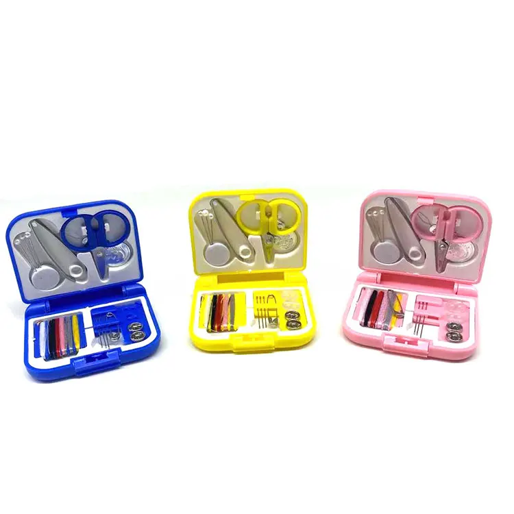 Wholesale Customer Logo Mini plastic box Sewing kit  Colorful travel sewing kit Hotel sewing kit