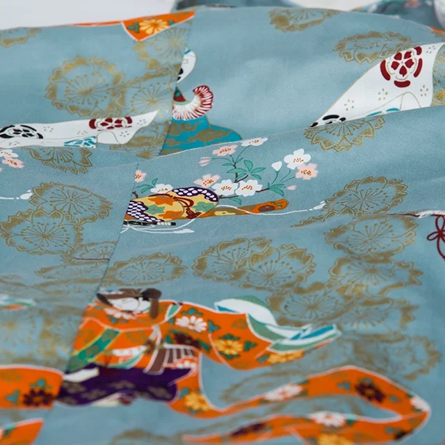 
Japanese Style Vintage Clothes Kimono Style Half Sleeve Uniform Sushi Restaurant Izakaya Waitress Workwear 100%cotton 