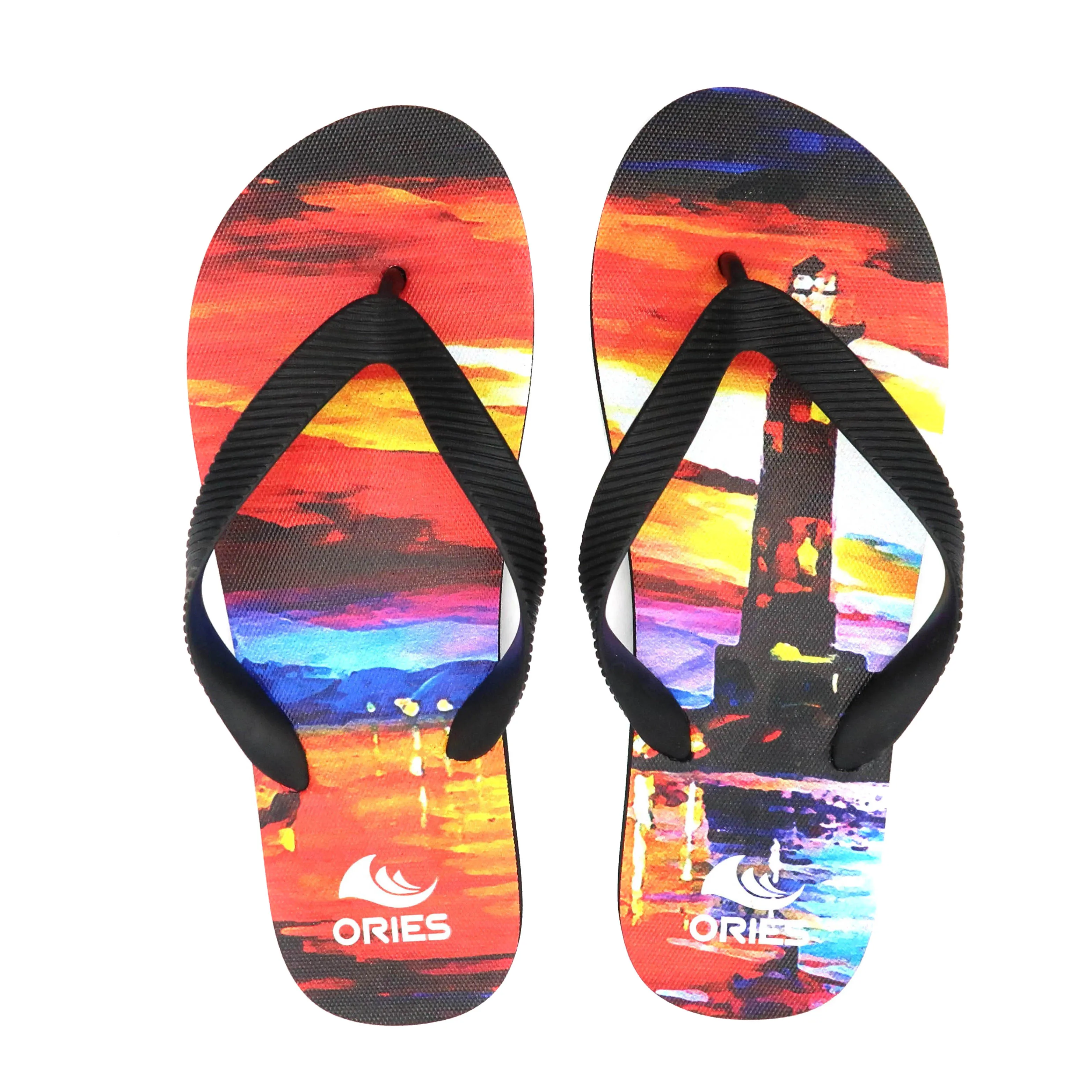 High Quality 3D Printing Flip Flop Fashion PE Slipper For Men Anti-Slip PE Board Sublimation Flip Flops Slippers