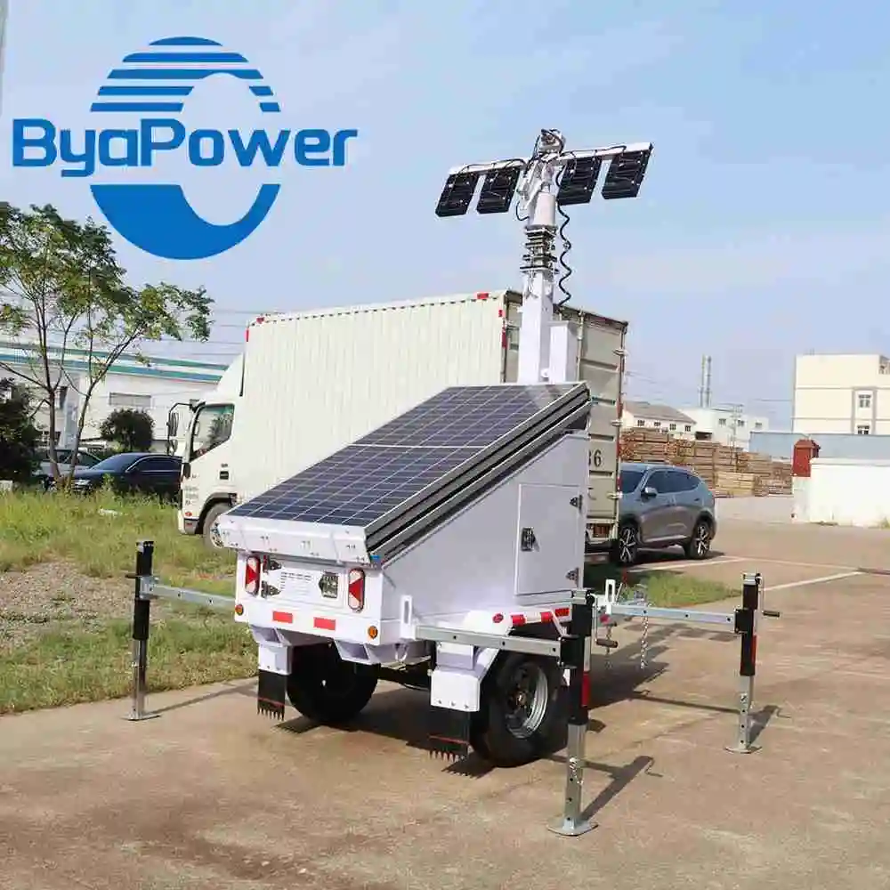 Custom High Quality Solar Powered Trailer With Mobile Led Light Tower For Outdoor Use And Emergency Lighting