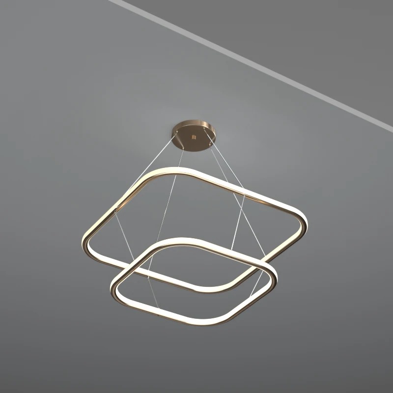 Round Square Shape hotel bar cafe decorative modern style indoor chandelier hanging pendant lamp led ceiling light