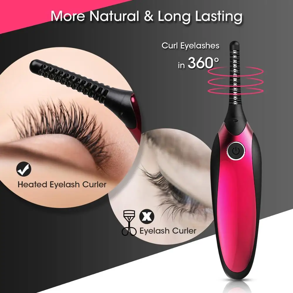 Portable Easy to use Fashion electric heated eyelash curler for Ladies Eyes Makeup Work