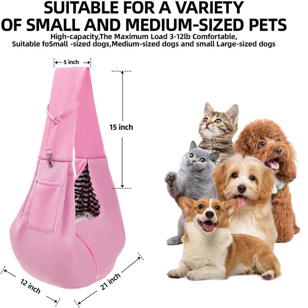 A980 OEM Dog Carrier Sling Reversible Puppy Purse Storage Pocket Hand-Free Dog Cat Sling Small Travel Safety Harness Pet Carrier
