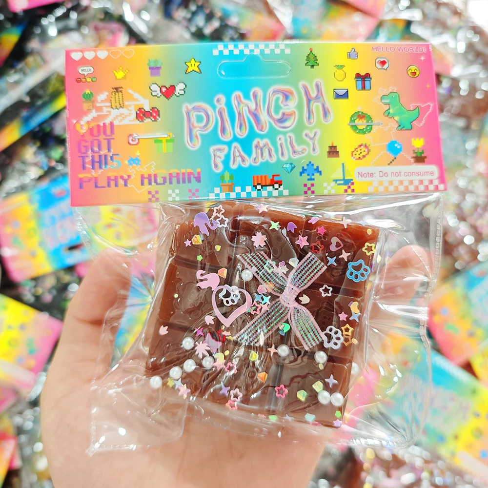 Squeeze Chocolate Toy Stress Relief Sticky Soft Candy Hot Selling Food Chocolate Squishy Toy For Kids