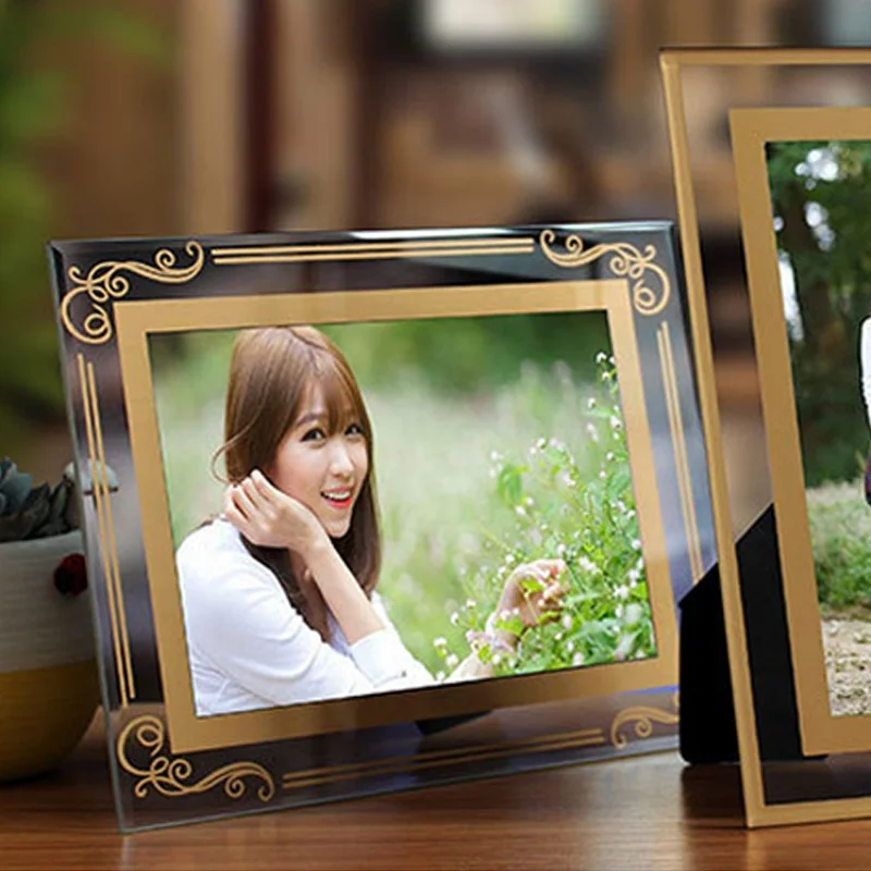 Customized 5 Inch 6 Inch 7 Inch 8 Inch 10 Inch Photo Frame Simple Light Luxury Baby Table Crystal Glass A4 Photo  photo frame