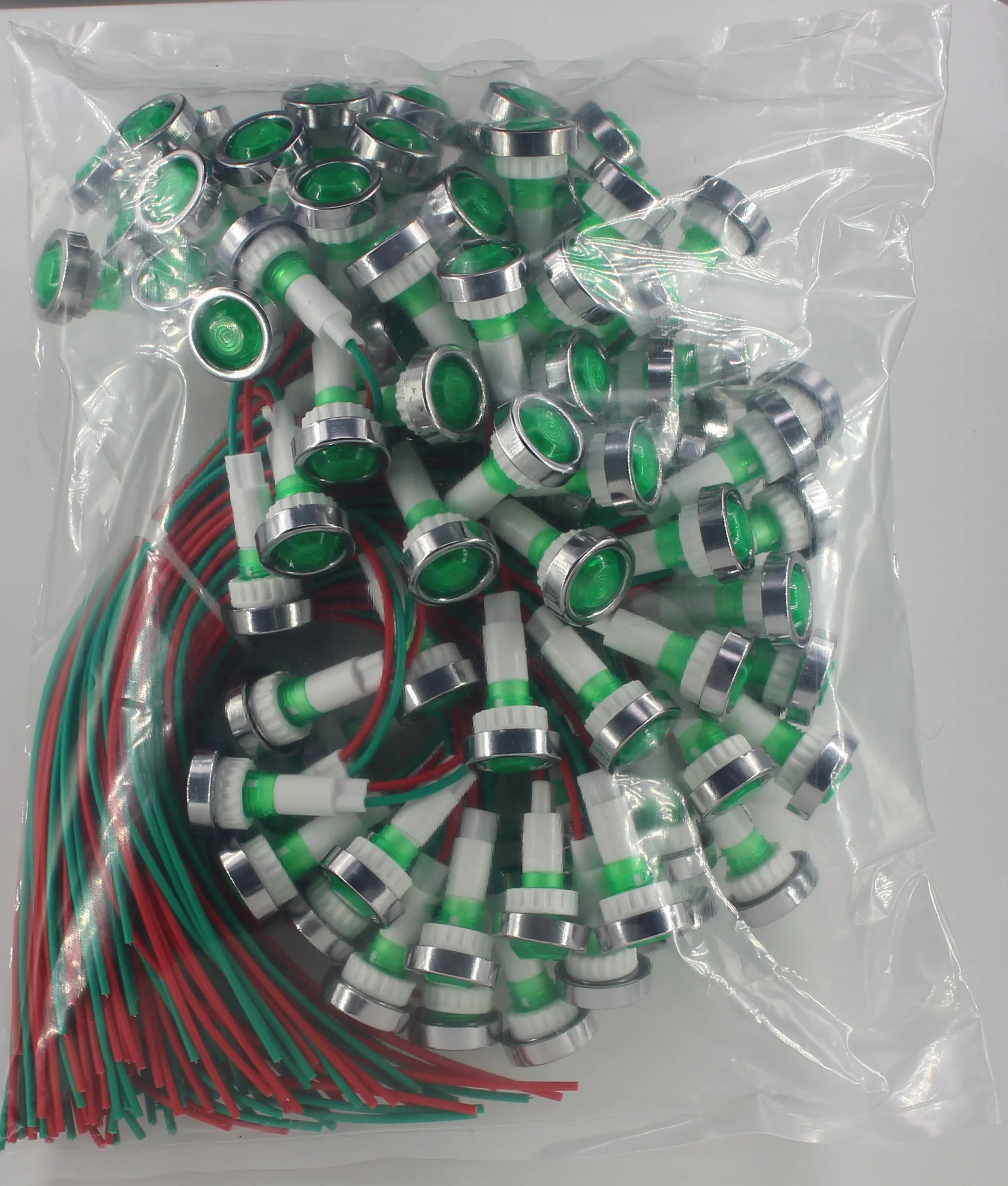 Yueqing Factory DC12V DC24V AC220V AC380V 10mm Neon Signal Lamp XD10-7 Indicator Lamp Light with 20CM wire