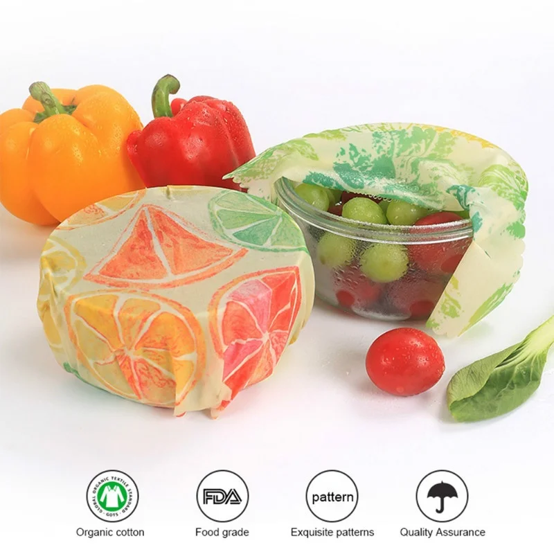 Direct Factory Customizable Natural Eco-friendly Reusable Organic cotton Beeswax Food Wrap