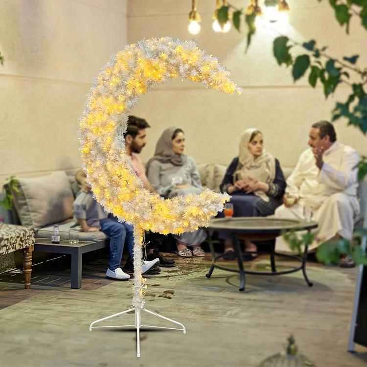 Hot Sale Islamic 6ft PVC Artificial White Moon Tree Eid Ramadan Decoration Moon Tree For Indoor
