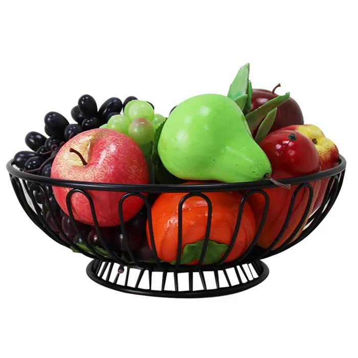 Wholesale New Design Black Metal Wire Basket Countertop Fruit Basket Wire Basket for Kitchen