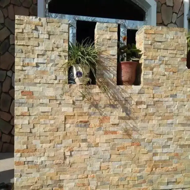 Modern Rustic Exterior House Tile Wholesale Natural Slate Stone Wall Cladding Split Finish Antacid Erosion Culture Stone Block