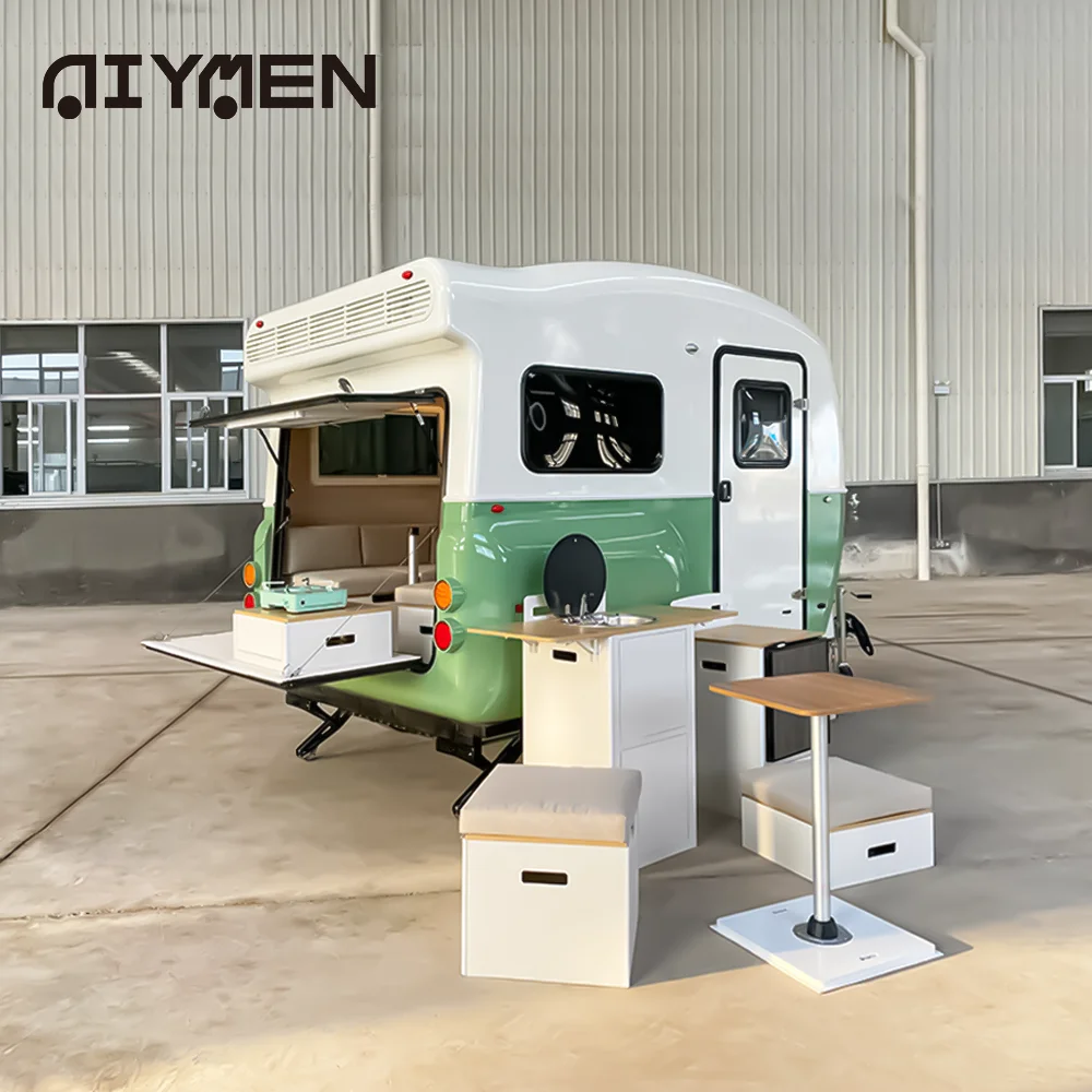 Teardrop Light Luxury Mini 4x4 RV Off Road Bicycle Camper Panel Ultralight Expandable Fiberglass Trailer With Bathroom Toilet