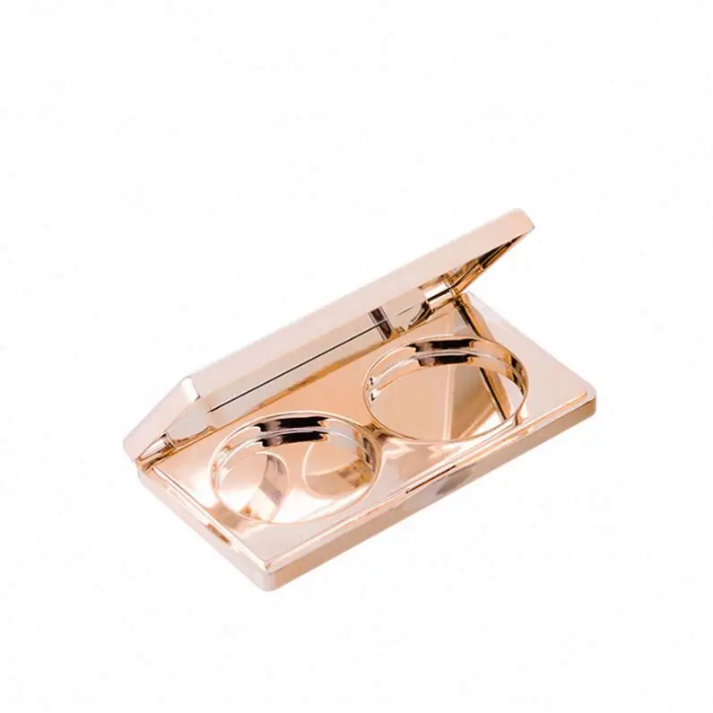 Hot sale Rose Gold Metalized Plastic eye shadow Eye shadow case Makeup Palette eyeshadow Empty Eyebrow Case With Mirror