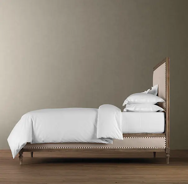 2024 Американская страна Ретро легкая Роскошная простая спальня с высокой спинкой из массива дерева мягкая сумка двуспальная кровать