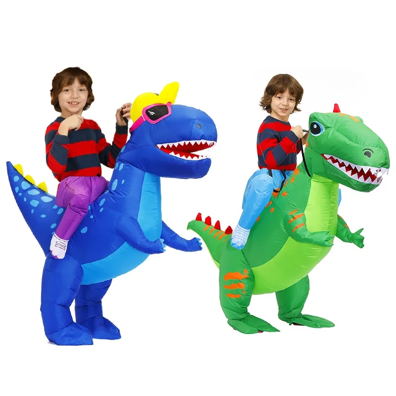 Детский костюм-талисман в виде динозавра, трехцветный аниме надувной костюм для косплея на Хэллоуин, костюм для детей