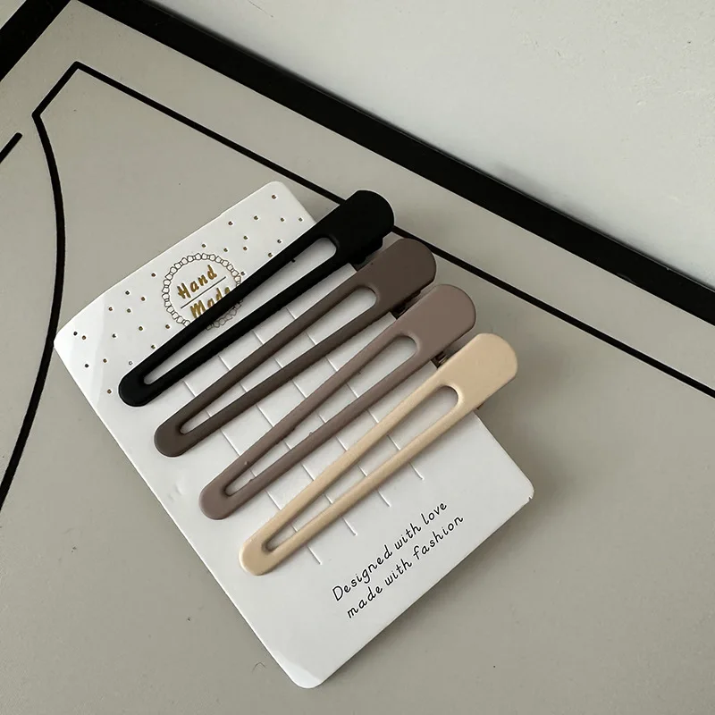 4pcs/set Metal Duckbill Hairpin Melting Vintage Nude Color No Bend Hair Clips For Woman Girls Makeup Salon Hair Accessories
