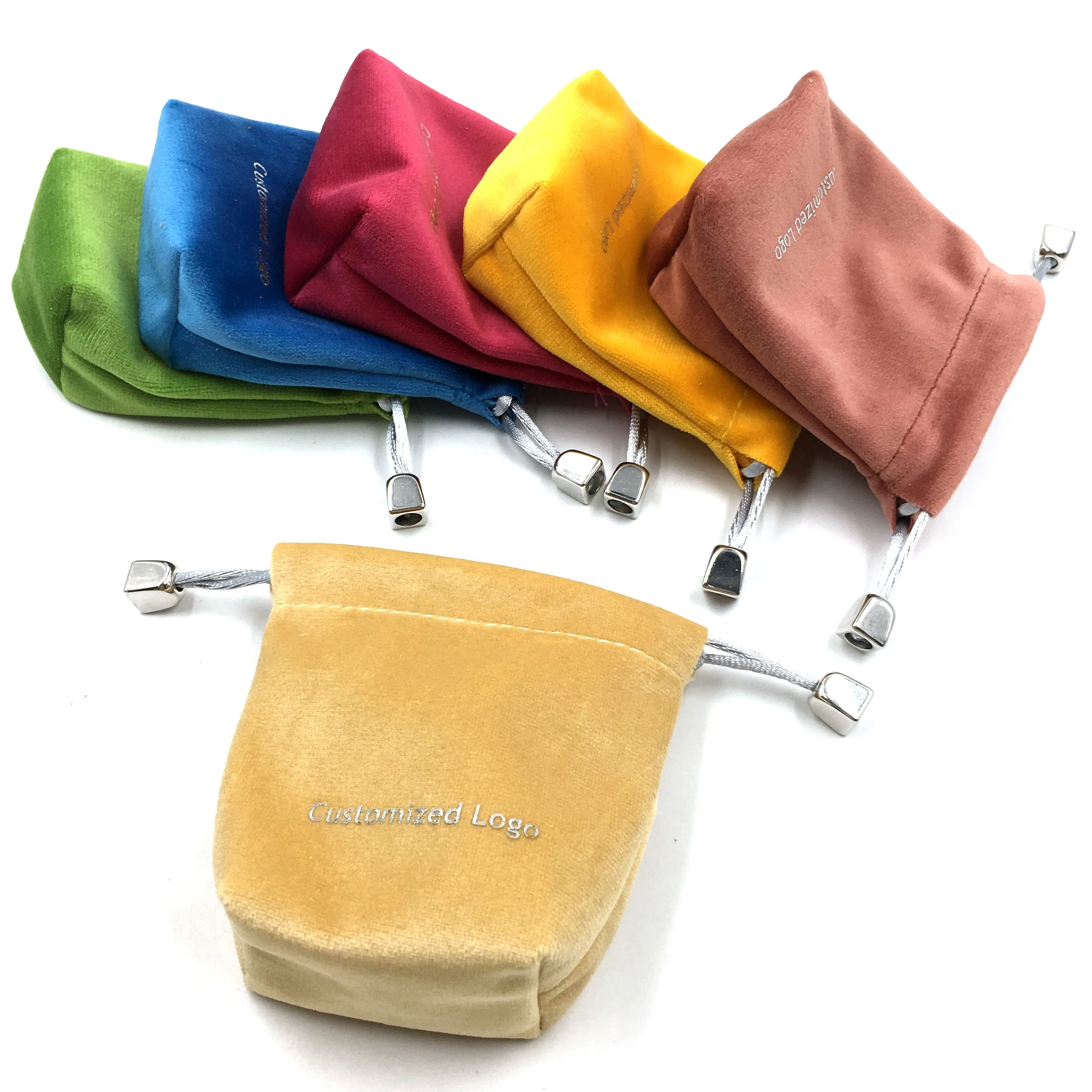 Fashion soft high quality flannel velvet pouch mini custom logo drawstring pouches for jewelry and gift
