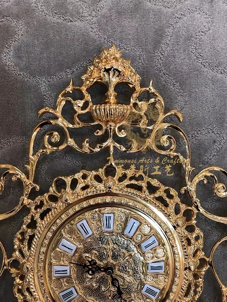 Luxury Wall Clock Home Decoration Antique Style Golden Copper Wall Clocks