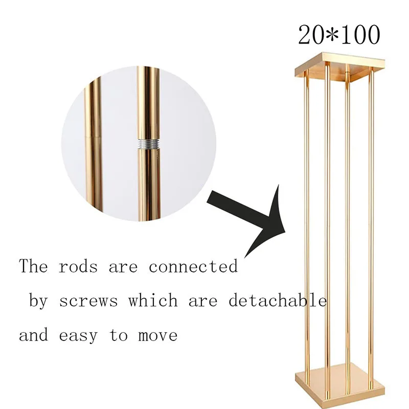 Flower Stand Centerpiece Rectangle Gold Wedding Table Centerpiece Metal Flower Stand For Wedding Decoration