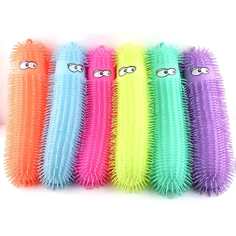 Wholesale 33cm Anti Stress Tpr Squeeze Novelty Toys Kids Soft Caterpillar Big Size Puffer Ball Toy  Squeeze Toys puffer Ball