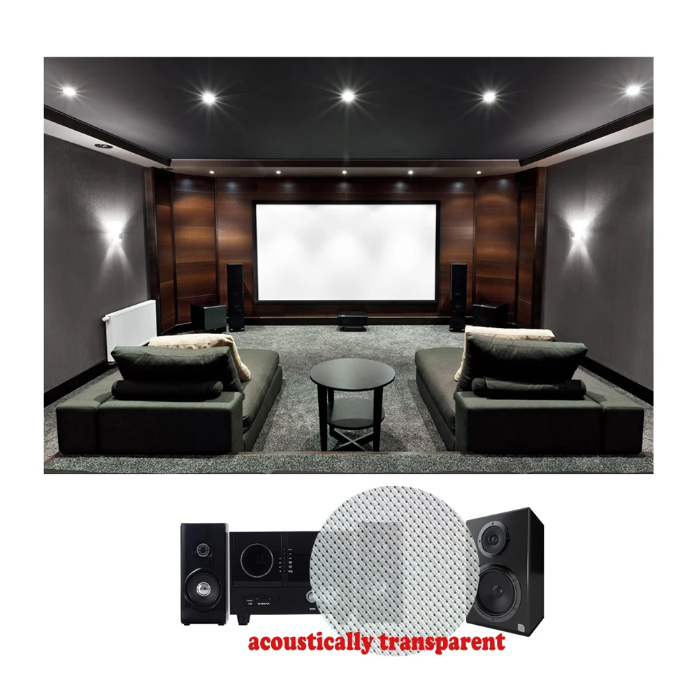 High quality home theater 100inch 120inch 133inch 135inch 150inch fixed frame woven acoustically transparent projector screen