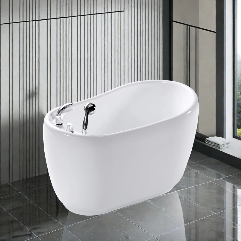Small Freestanding Bath Tub Round Resin Acrylic Bathtub for Bathroom