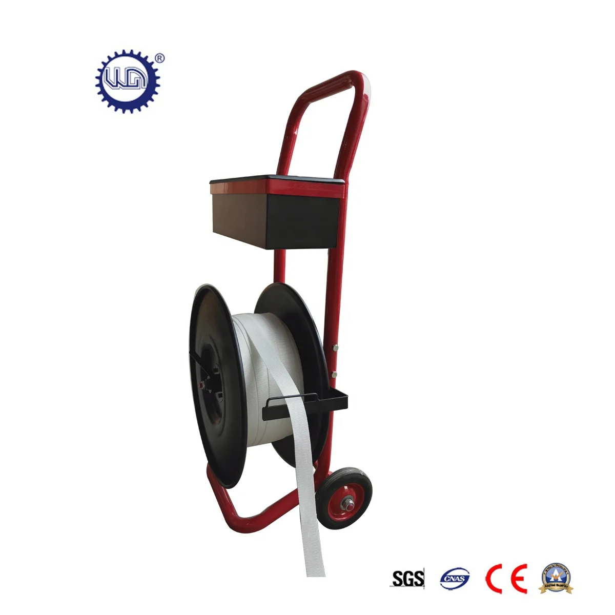 Woven Packaging Strapping Dispenser Reeling Cart Strapping Cart & Dispenser for Woven Cord Strapping Coils