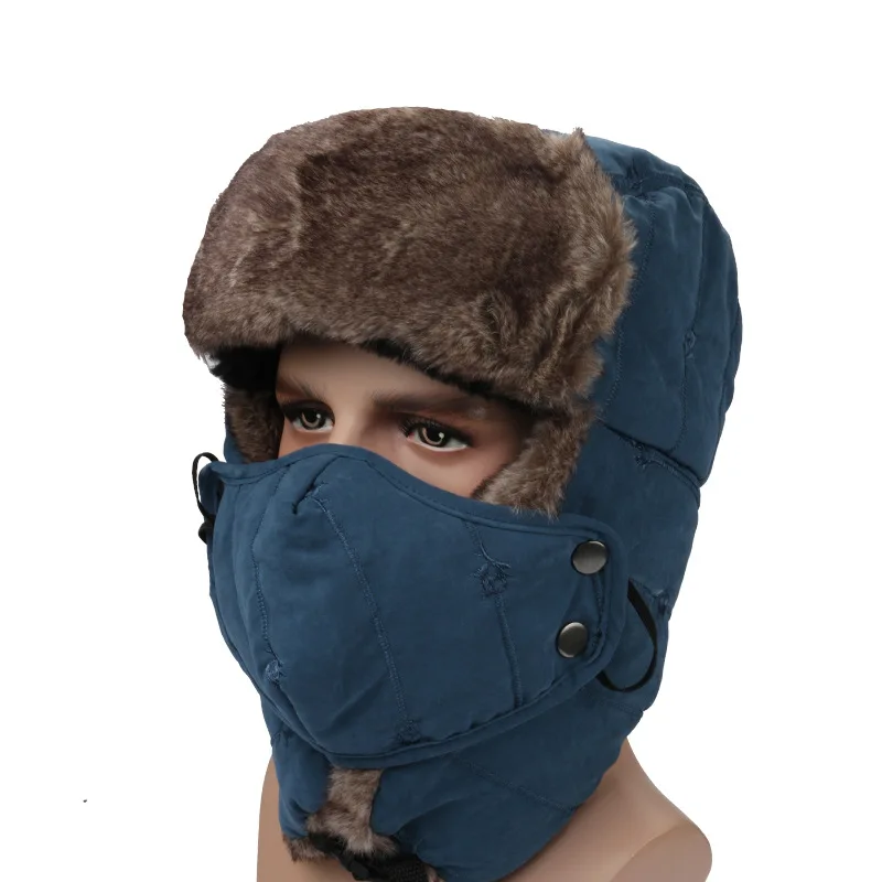 Factory Fashion Waterproof Winter Faux Fur Trooper Trapper Hat Warm Winter Hats Hunting Hat with Mask Ear Flaps