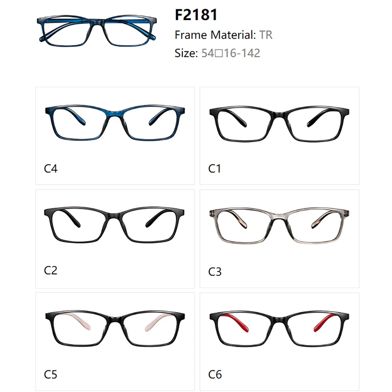 Eyewear Trend 2181 Wenzhou Unisex Fashion Spectacles TR Optical Frames Rectangle Eyeglasses Myopia Glasses Frames