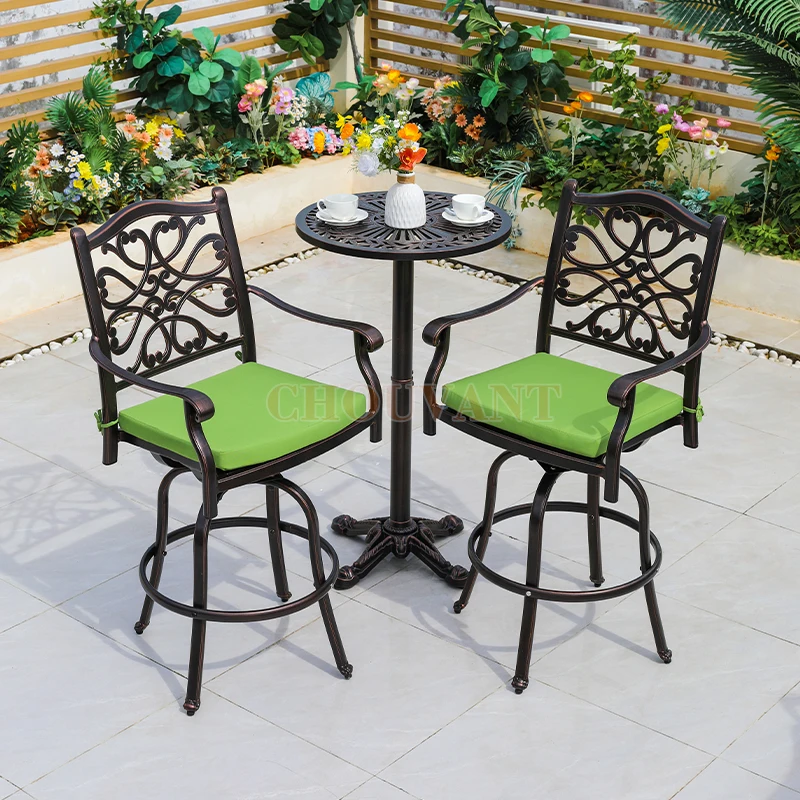 Modern Vintage Outdoor Bistro Metal Flower Swivel Chair Bar Chairs for Hotels Parks Courtyards