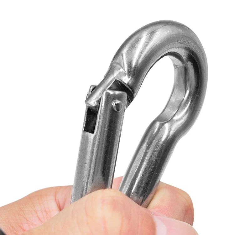 
Ailot 7*70mm Highly Polished Steel Carabiner Shape DIN5299C Safety Climbing Snap Hook 