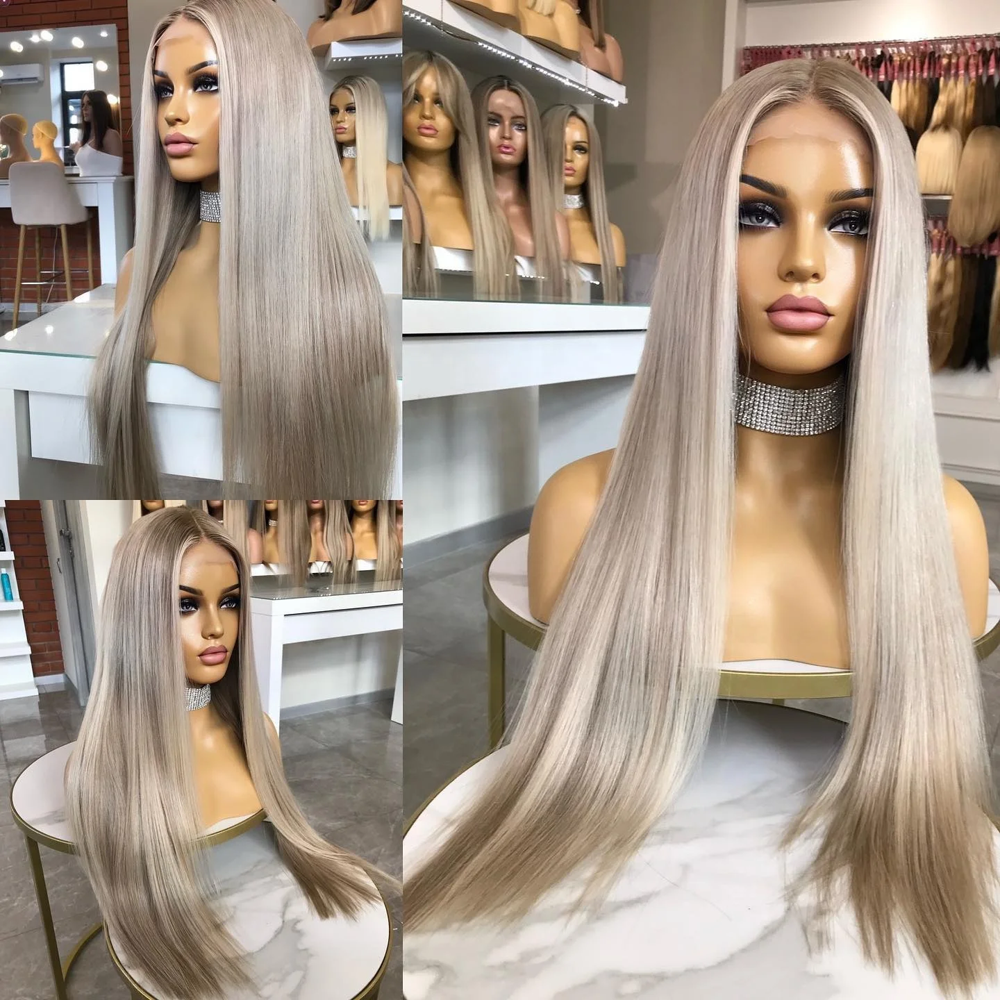 SHY Luxury Balayage Highlight Full Lace Wigs Light Ash Blonde Roots Human Hair Swiss 613 blonlace frente pelucas pelo crudo puro