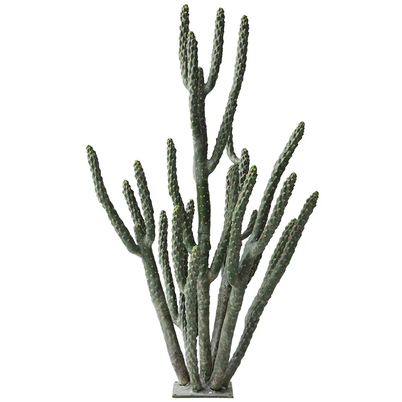 Green Plant Landscape Desert Artificial Plant Large-Sized Artificial Cactus with Iron Base for Decoration