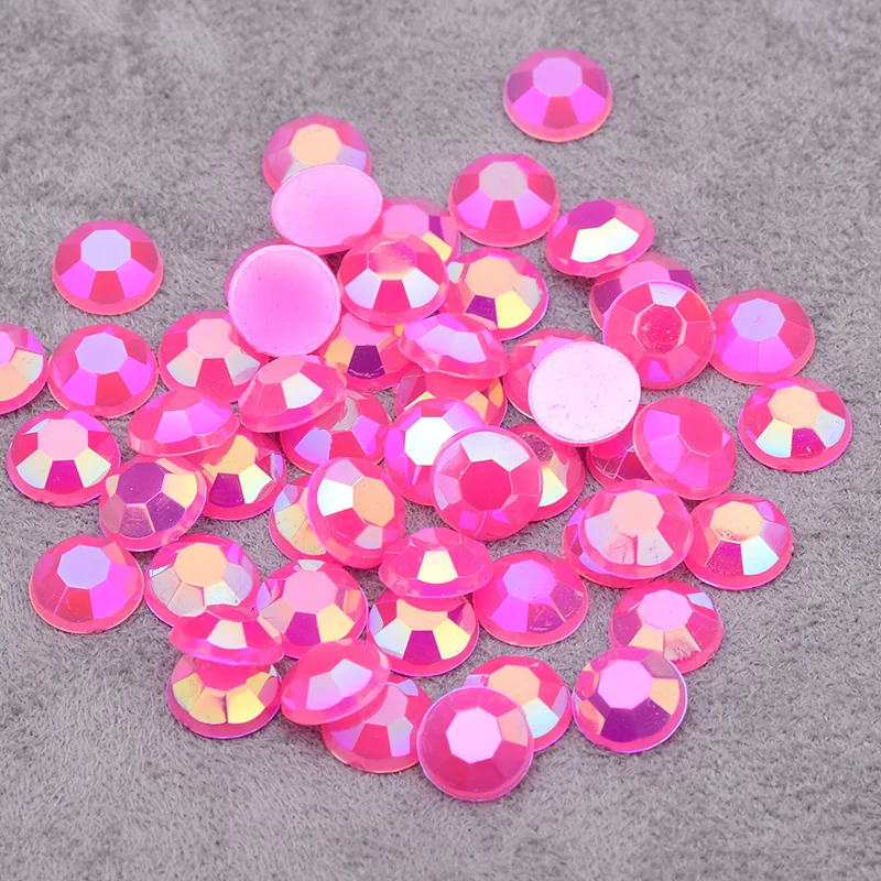 Wholesale 6 7 8 mm Jelly Rose AB Crystal Rhinestone Flat Back Round Crystal Stones Beads for Decoration