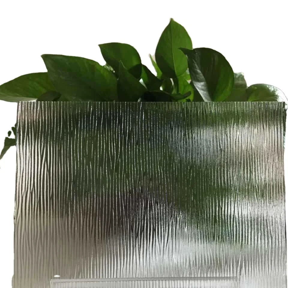 Clear wood grain figured glass Pattern glass decoration glass