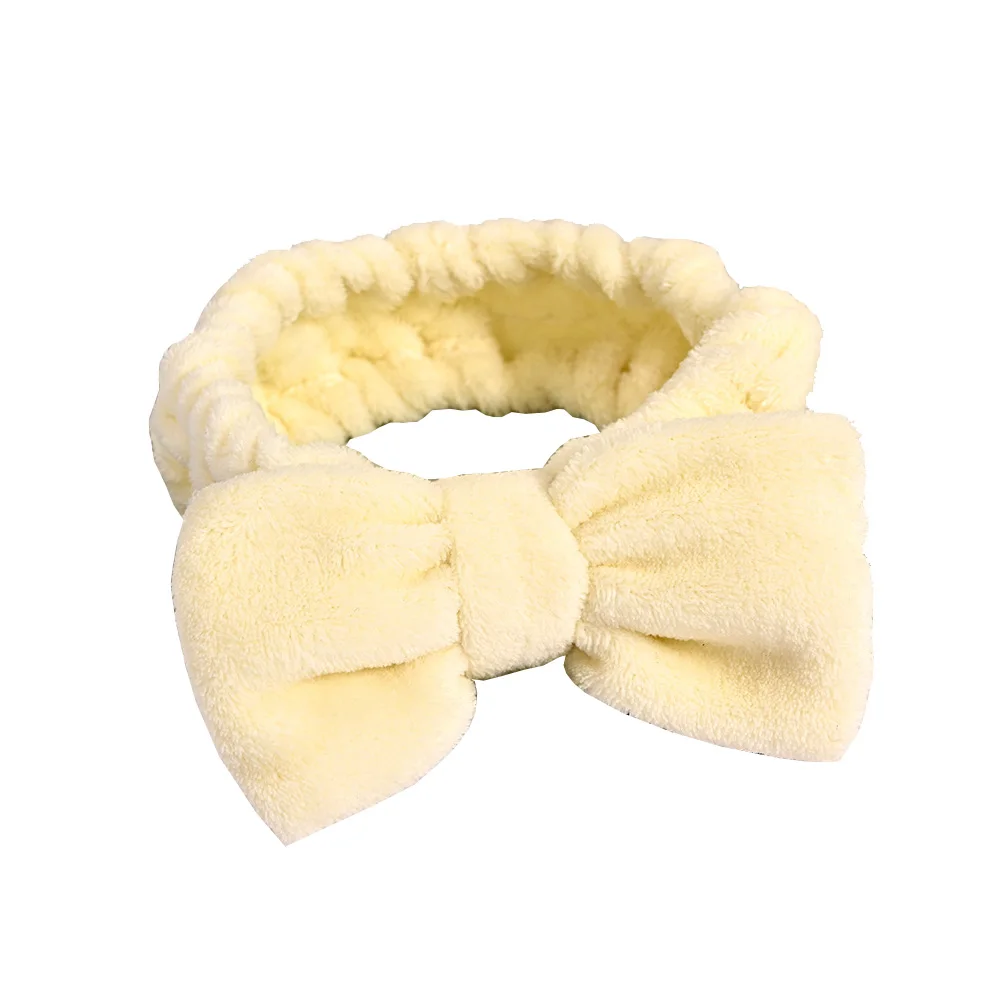Spa Headband Bow Hair Band Women Facial Makeup Head Band for washing face Coral Fleece Bow Head Wraps for Washing Face Shower