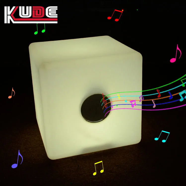 RGB Glowing LED Cube Light With Speaker Battery Rechargeable LED Music Table Lamp